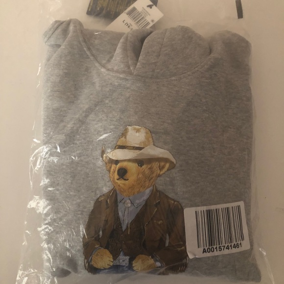RALPH LAUREN Polo Bear Fleece Hoodie Cowboy NEW WITH TAGS - Picture 3 of 4